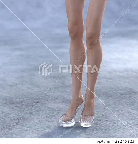 ガラスの靴を履いた綺麗な脚の女性 Perming3dcgイラスト素材のイラスト素材