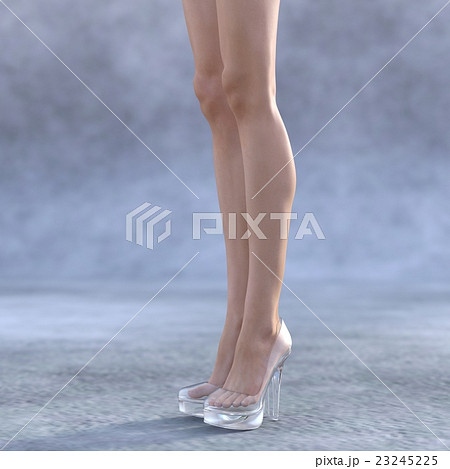 ガラスの靴を履いた綺麗な脚の女性 Perming3dcgイラスト素材のイラスト素材