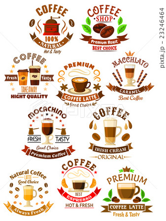 Premium quality coffee beverages symbols  23246464