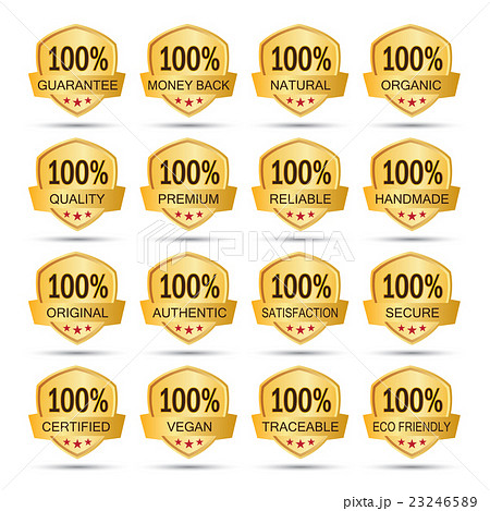 Collection of golden 100% badges Collection of golden 100% badges 23246589