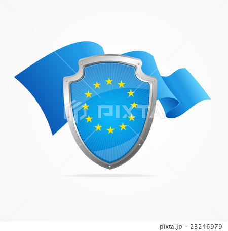 European Union Flag and Shield. Vector European Union Flag and Shield. Vector 23246979
