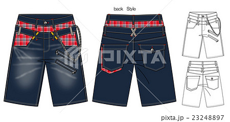 ハーフパンツのデザイン画のイラスト素材