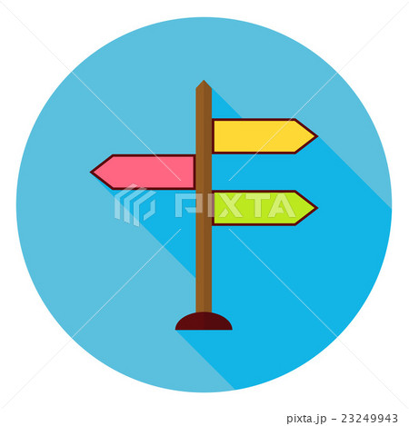 Flat Direction Pointer Circle Icon Long Shadow 23249943