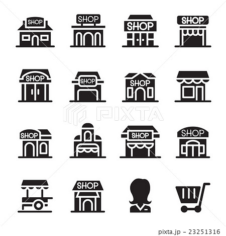 Shop Buildingi Iconのイラスト素材