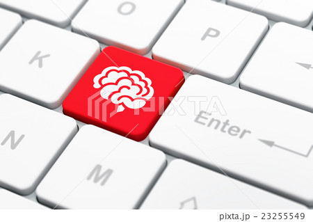 Healthcare concept: Brain on computer keyboard Healthcare concept: Brain on computer keyboard 23255549