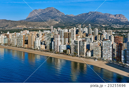 Aerial view of a Benidorm city coastline. Aerial view of a Benidorm city coastline. 23255696