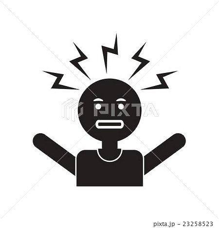 flat icon in black and white style man headache  23258523