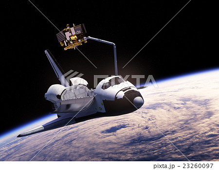 Space Shuttle Deploying Communication Satellite Space Shuttle Deploying Communication Satellite 23260097