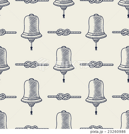 Nautical seamless. Ship bell and rope elements 23260986