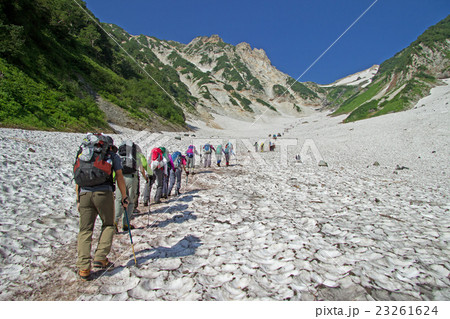 白馬大雪渓を登る 23261624