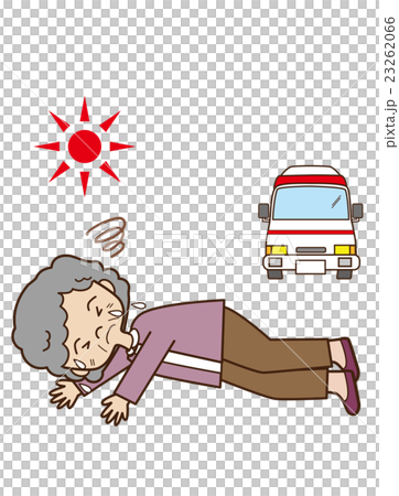 插图素材: 救护车 中暑 老人