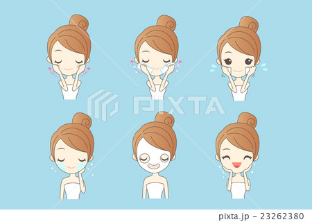 cartoon girl care her face 23262380