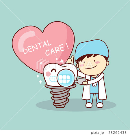 cartoon implant tooth and dentist 23262433