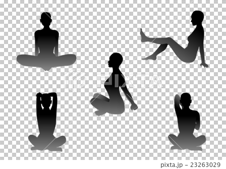 ヨガ ポーズ イラスト シルエットのイラスト素材