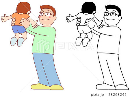 子供を抱き上げる父親のイラスト素材