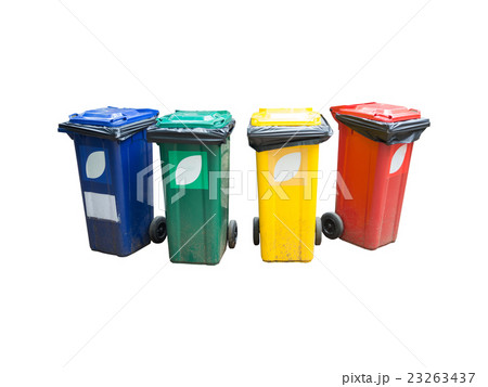Colorful Recycle Bins Isolated Over White Colorful Recycle Bins Isolated Over White 23263437