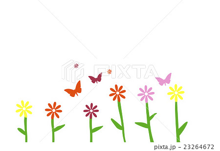 花と蝶々のイラスト素材