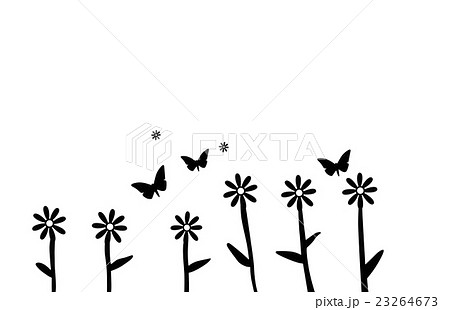 花と蝶々のイラスト素材 23264673 Pixta