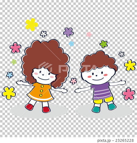 可愛的孩子傳播男人和女人蓬鬆的紅頭髮短袖 23265228