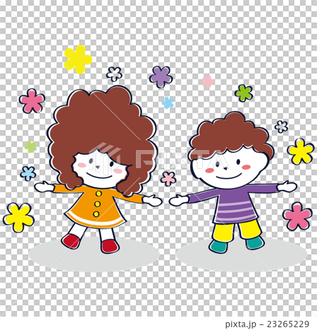 可愛的孩子兒童蓬鬆的紅色頭髮和長袖伸展雙手 23265229