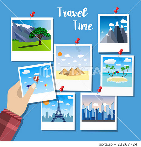 Flat Design For Photos Of Traveling Conceptのイラスト素材