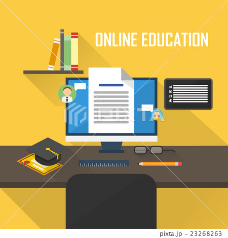 Flat vector illustration of e-learning 23268263