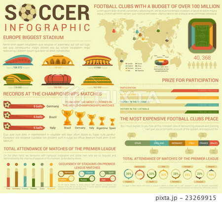 Soccer or football infographics or infocharts with Soccer or football infographics or infocharts with 23269915