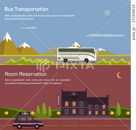 Bus and car with luggage or baggage on road near 23269916