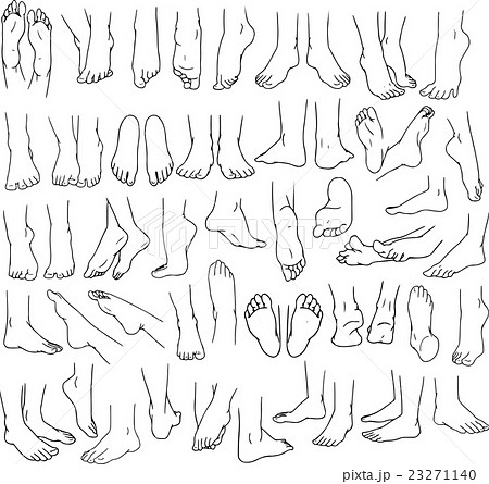 Woman Man Feet Pack Lineart 2のイラスト素材