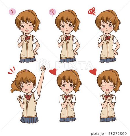 女の子 学生 ポーズのイラスト素材