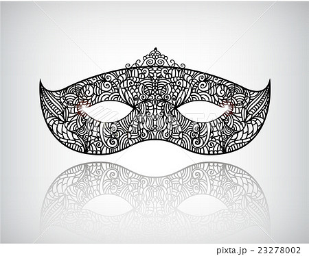 Vector hand drawn lace mask, masquerade logo, icon 23278002