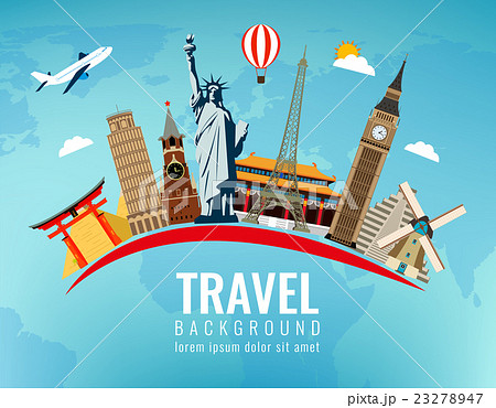 Travel composition with famous world landmarks.  23278947