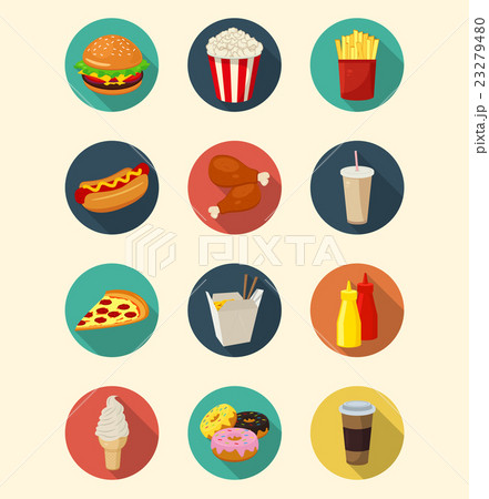 Fast food icons set modern flat design.  23279480