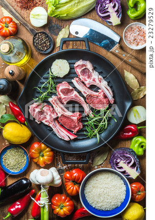 Ingredients for cooking healthy meat dinner. Raw 23279529