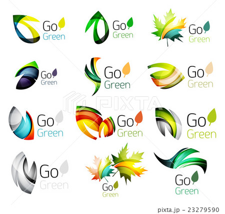 Green nature leaf vector concept icon setのイラスト素材 [23279590] - PIXTA
