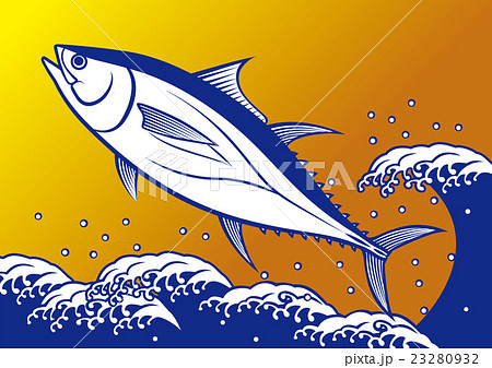 ジャンプするマグロのイラスト素材