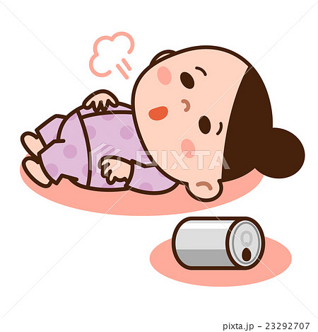 飲んで寝る女性のイラスト素材