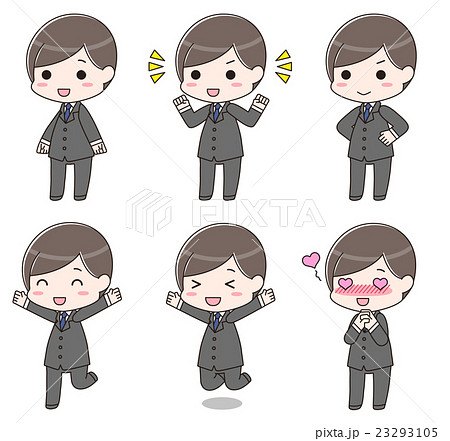 スーツ男性 ポーズ集のイラスト素材