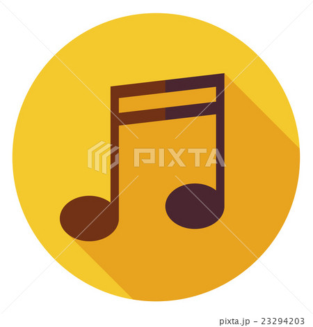 Flat Music Sign Circle Icon with Long Shadowのイラスト素材 [23294203] - PIXTA