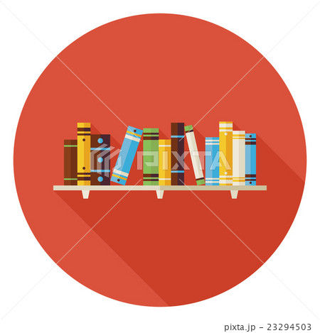 Flat Education Reading Books with Bookshelf Icon 23294503