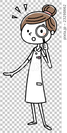 A woman nurse: to examine with a magnifying glass 23298662