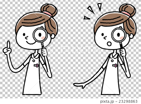 Nurse's woman: Looking with a magnifying glass 23298863