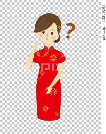 A young woman wearing a dressing face China dress A young woman wearing a dressing face China dress 23299242