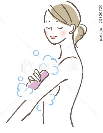 女性 体を洗うのイラスト素材