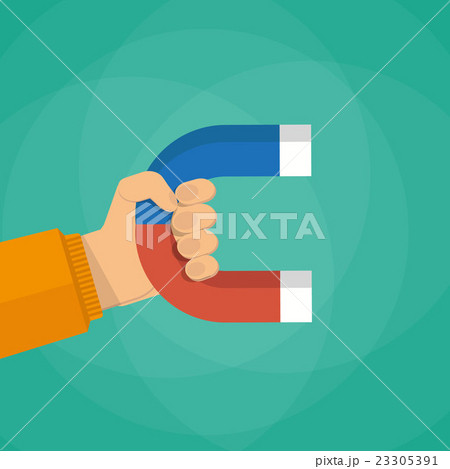 human hand with magnet 23305391