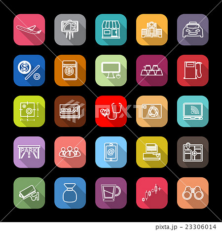 Application line icons with long shadow 23306014