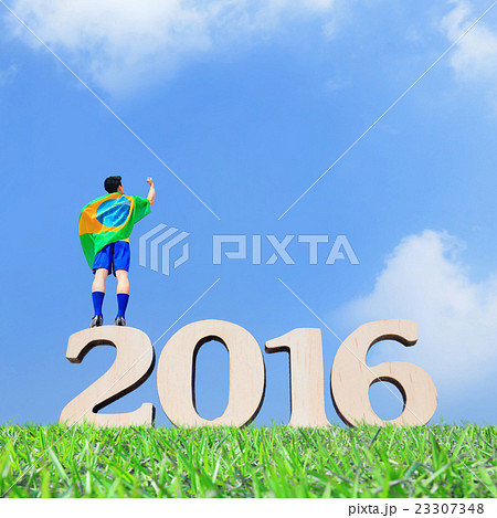 Excited man with brazil flag 23307348