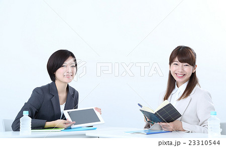 タブレットを使って営業する女性 タブレットを使って営業する女性 23310544