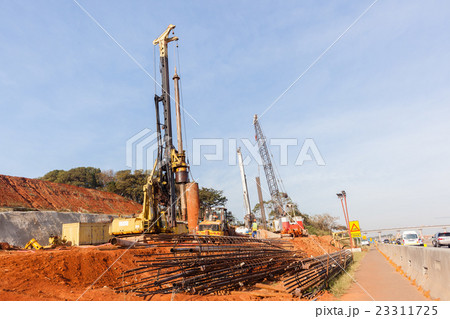 Construction Cranes Pylons Roadworks Construction Cranes Pylons Roadworks 23311725