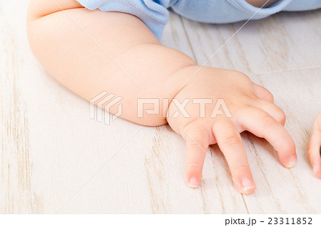赤ちゃん　ベイビー　ベビー　乳幼児　白背景　コピースペース　男の子 23311852